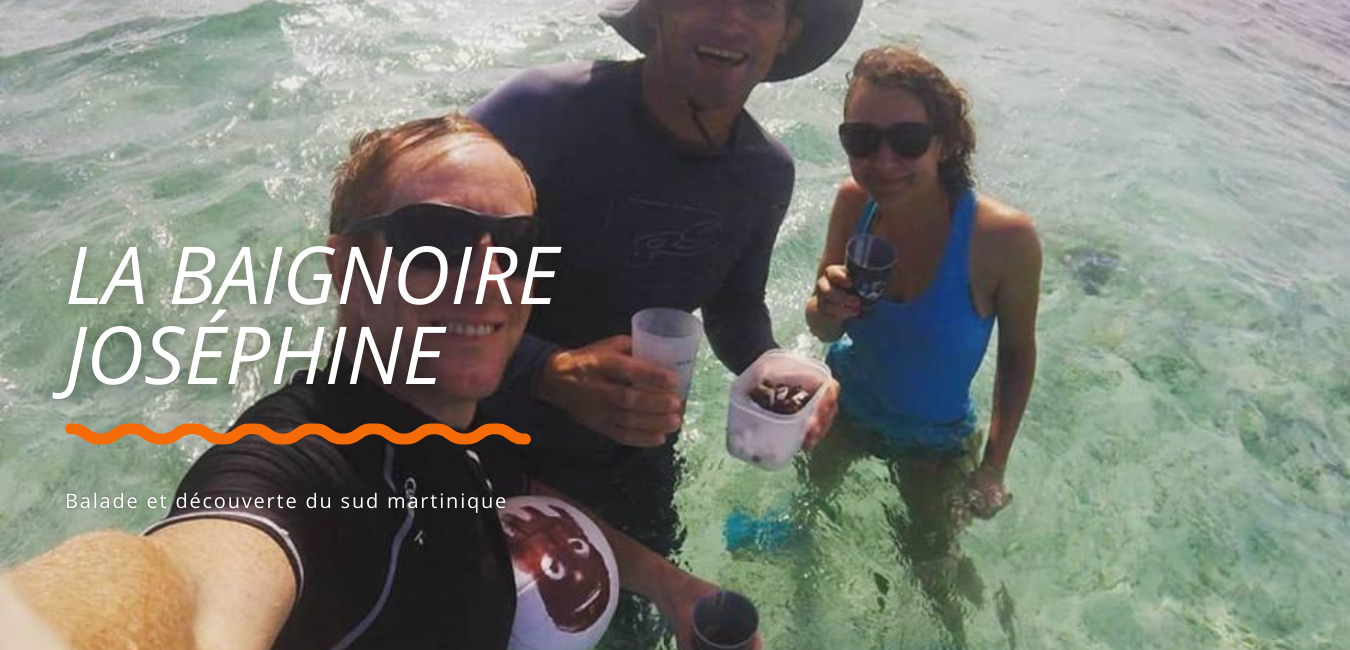 Sortie kayak ou pirogue : Pause détente dans les fonds blancs de la baignoire de Joséphine en Martinique